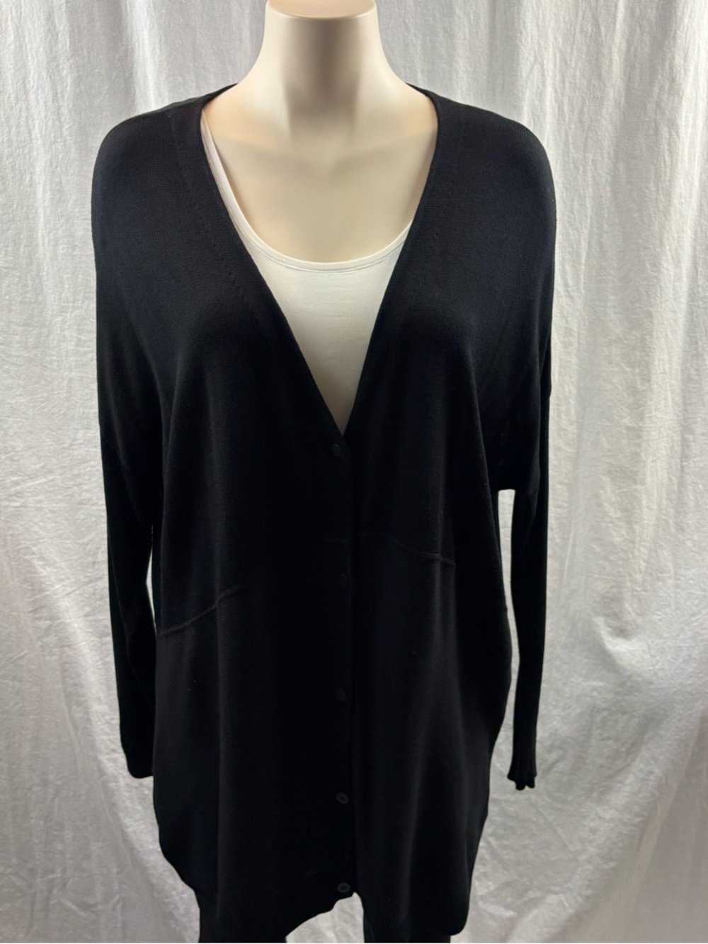 COS Black V-Neck Button-Front Cardigan/Dress S